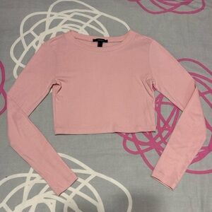 Forever 21 Pink Long Sleeve Crop Top